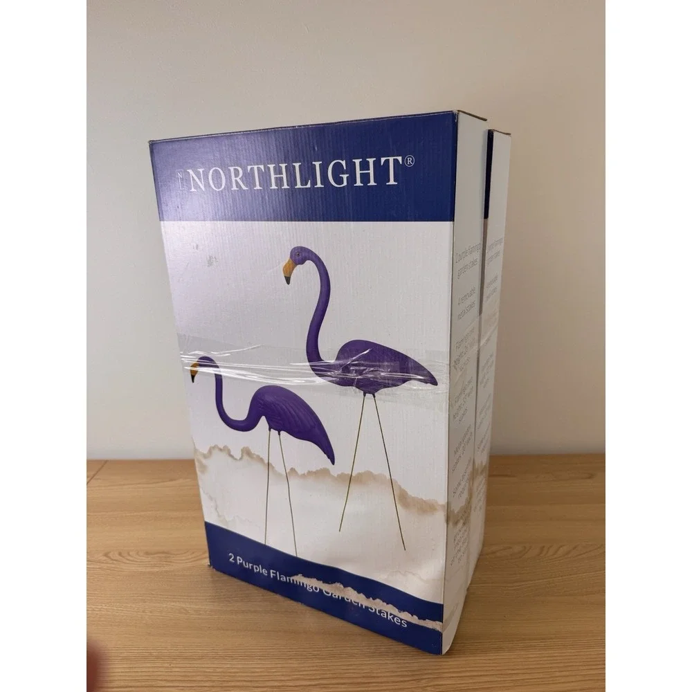 Northlight Purple Flamingo Garden Stakes Set of 4 NEW Sealed Yard Decor (RARE)
